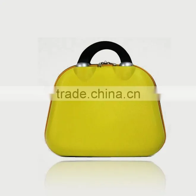 mini size hard shell plastic vanity bag cosmetic case with zip and handle