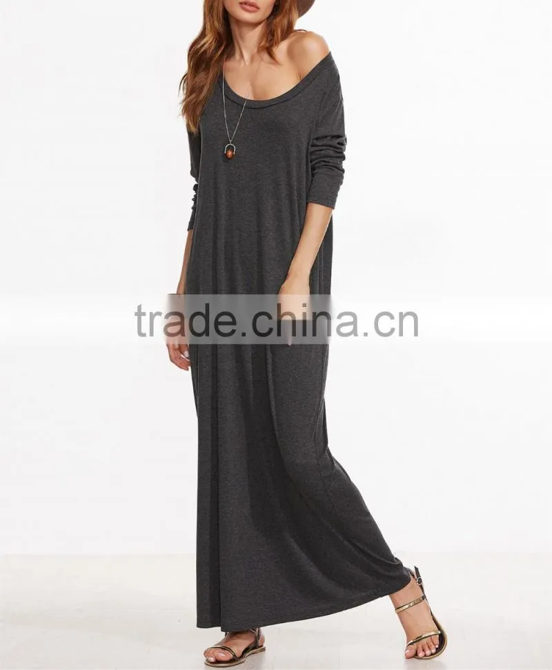 Off Shoulder Blouson Dress Women Long Sleeve Autumn Winter Grey Sexy Party Mini Dresses Women Vestidos