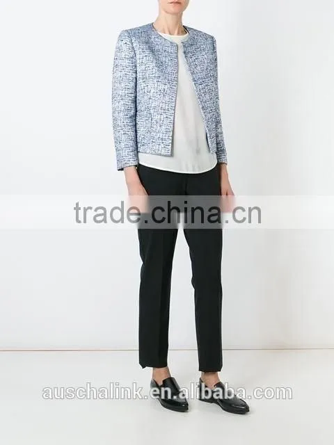 nice design outdoor ladies elegant tweed jacket low price