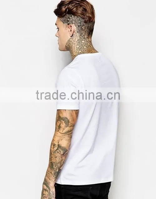 Men white / black plain crewneck short sleeves t shirt custom