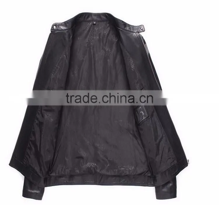 Latest fashion design black leather men winter coat fur clothing men coat