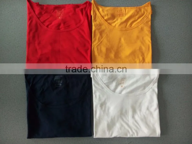 Stock Blank CVC tshirts no lable,lady t shirt for hotsale