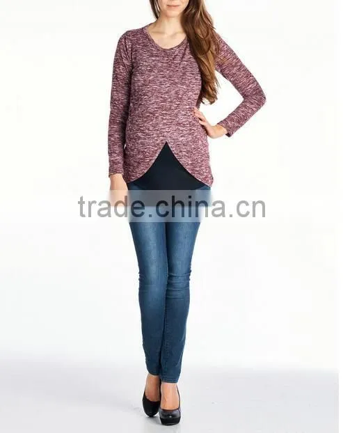 Long sleeve maternity clothes and nursing breastfeeding tops