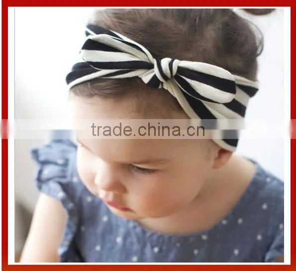 New Design Wholesale Top Quality Jersy Knitted Many Colors Baby Headband Tie Knot Korean/ Baby Metallic Messy Knotted Headbands