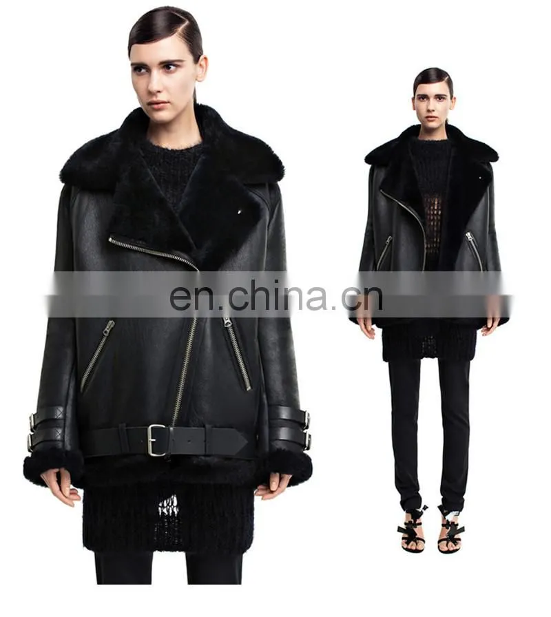 2016 Newest European Genuine Sheepskin Ladies Winter Coat Short Women Real Leather Coat