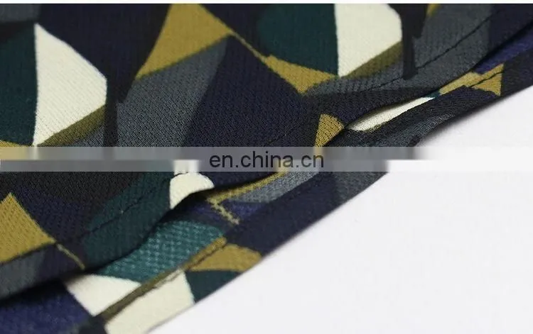 Side vent open chiffon print dress hot sell styles chiffon bow dress