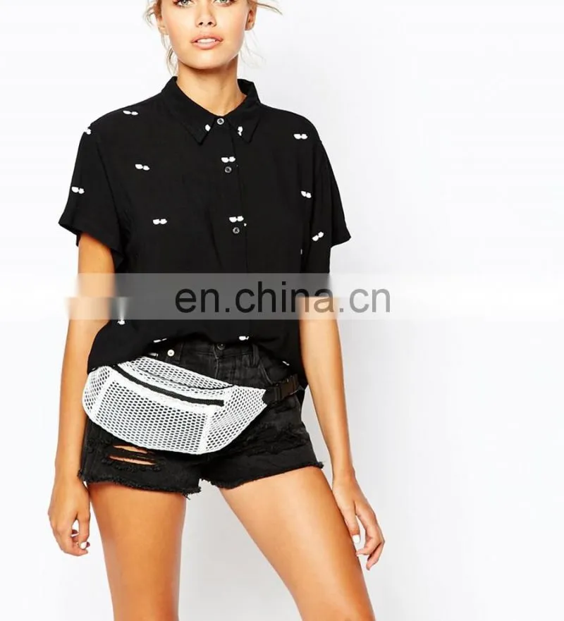 Simple chiffon printed short sleeve new design fashion summer blouse