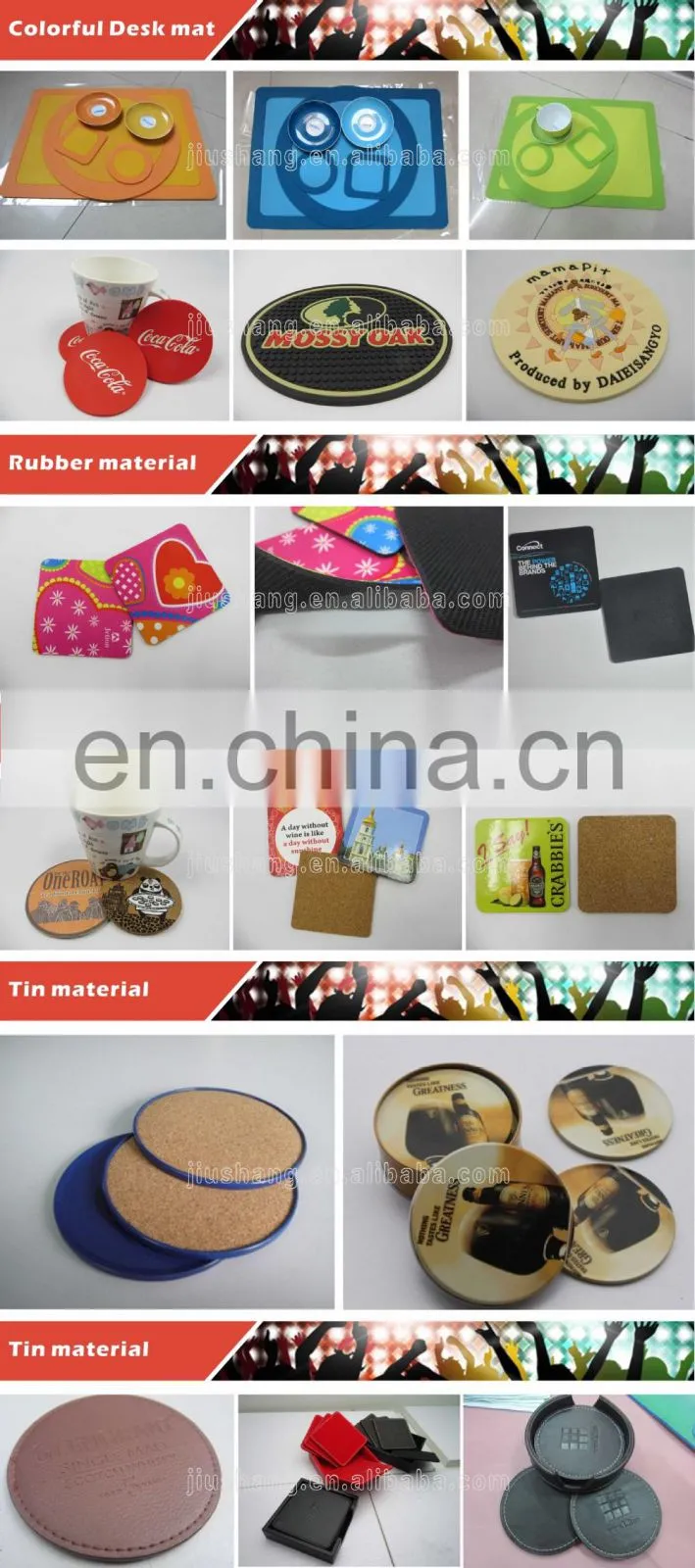 Barware non slip silicone coaster with custom printing logo
