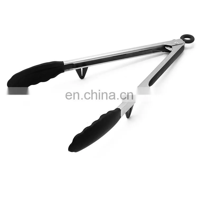 Kitchen Tools Stainless Steel Silicone Tongs with Function of Locking Tongs