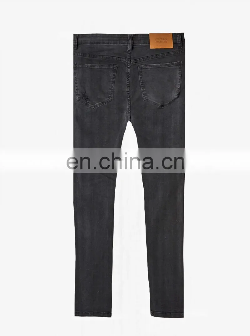 DiZNEW OEM custom USA 98%cotton skinny blue ripped jeans men