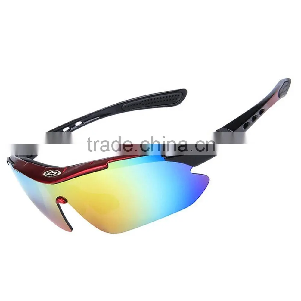 YUANJIU Polarized Anti-UV Cycling Running Sports Sunglasses with 5 Exchangeable Lenses