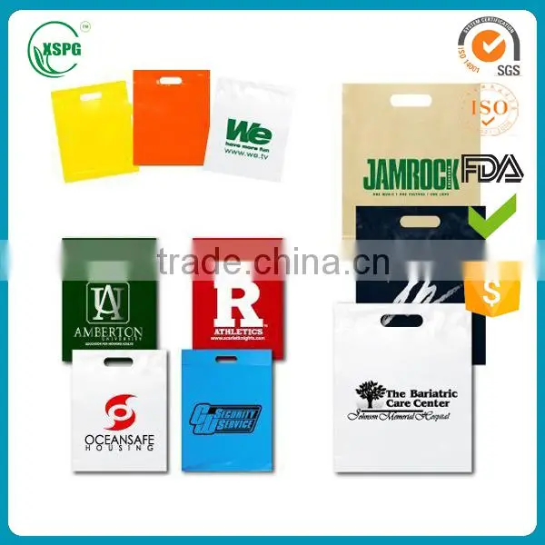 plastic colored customized die cut patch handle bag
