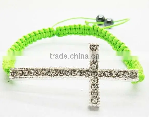 Woven shamballa bracelet black wire double heart shape alloy woven bracelet