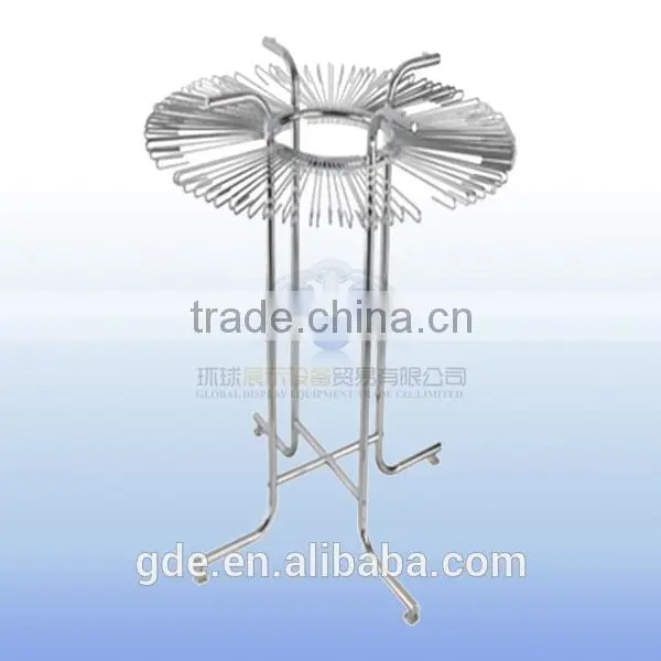 Metal 4-leg belts display rack with many hooks