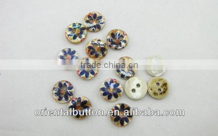 high end printing color stripe mother of pearl button for shirts