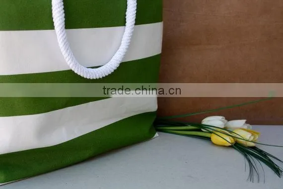 2015 spring, For market or beach or gym, Bags handmade Lovely Bag white and yellow striped beach bag.