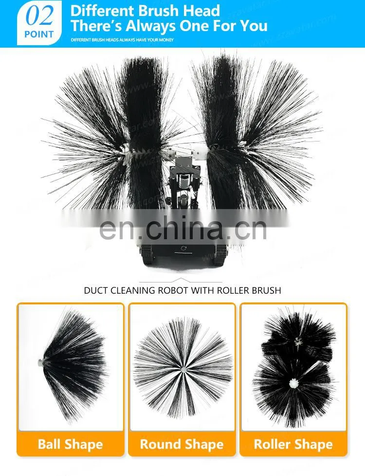 Ventilation duct cleaning robot rotary brush stainless steel pipe duct cleaning machine