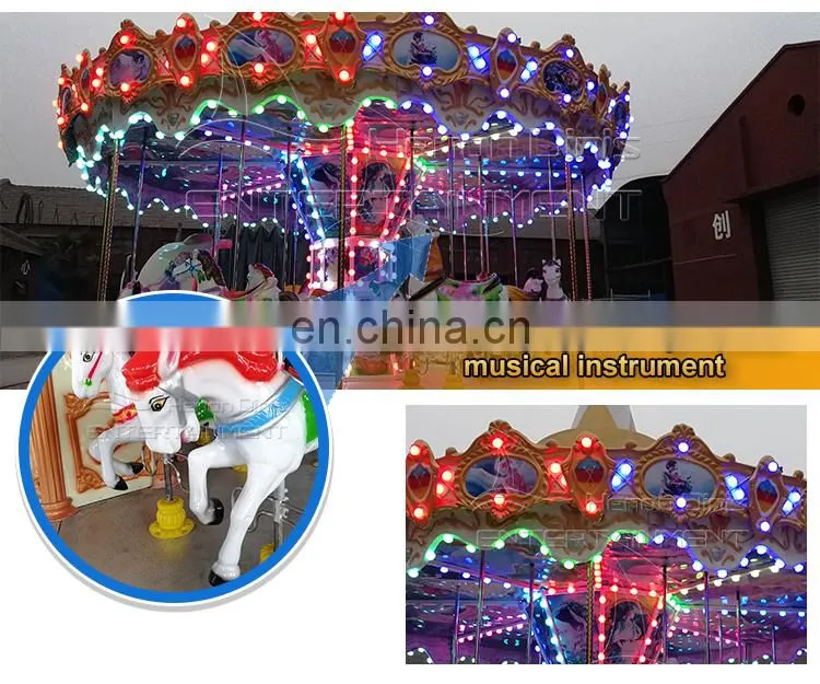 Outdoor amusement park carousel horse amusement machinery equipment carousel for sale