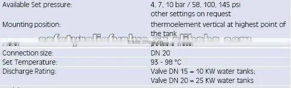 pressure relief valve with temperature probe