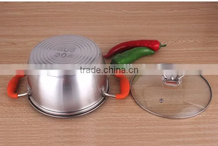 18/8 Stainless steel cookware set with silicone handle