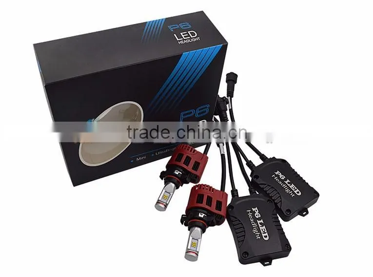 B-deals P6 45W LED Headlight for Cars Mini Size H4, H7, H8, H9, H10, H13, H16, 9004, 9007, 5202
