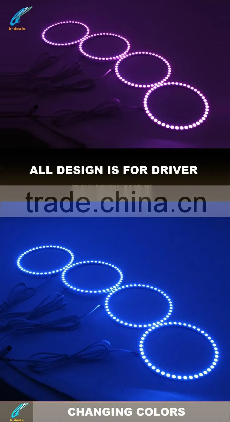 100mm RGB led angel eye changing color by the remote for Ford and Volvo