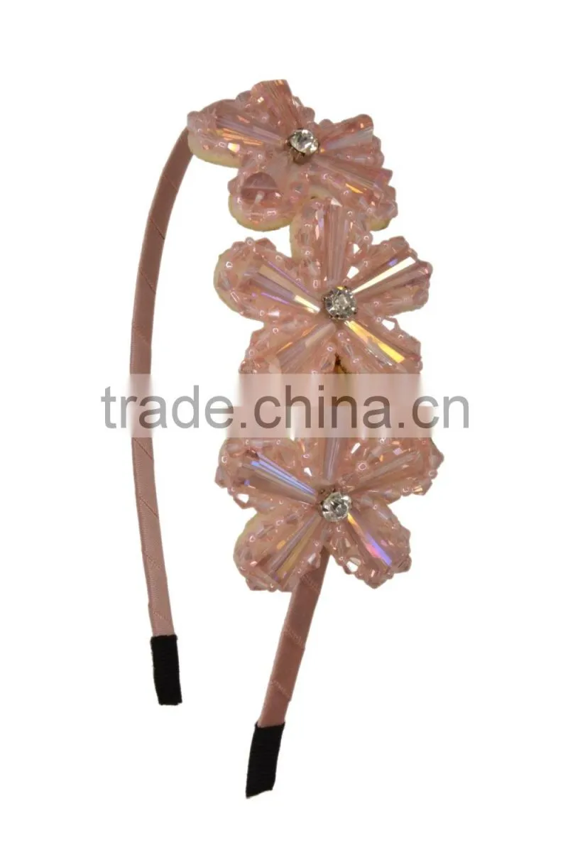 Triple Beaded Flowers Hairband/Heanband