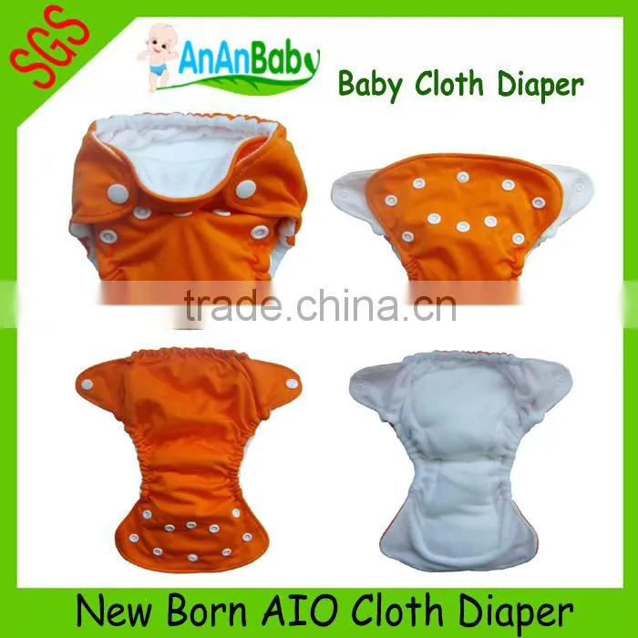 Double gussets soft breathable newborn AIO babies cloth diaper