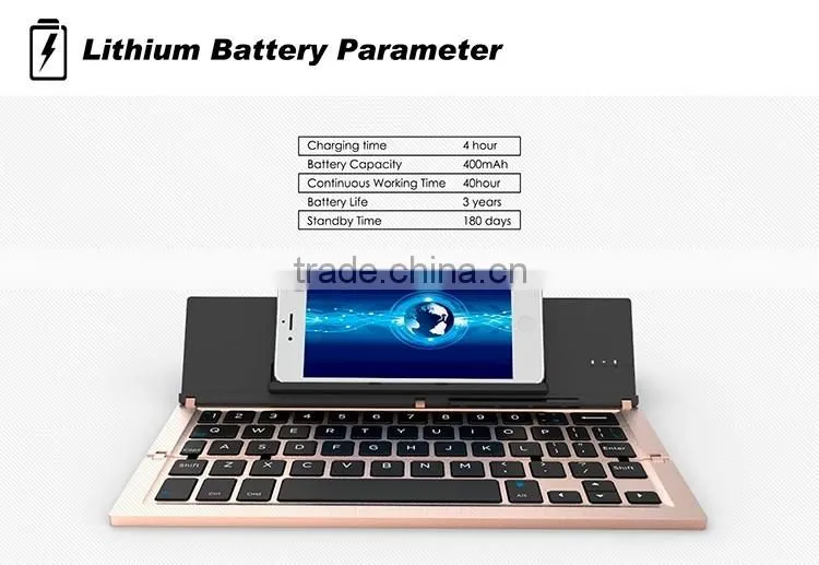 Folable universal Bluetooth keyboard for Windows/Android/IOStablets and smart phones with stand