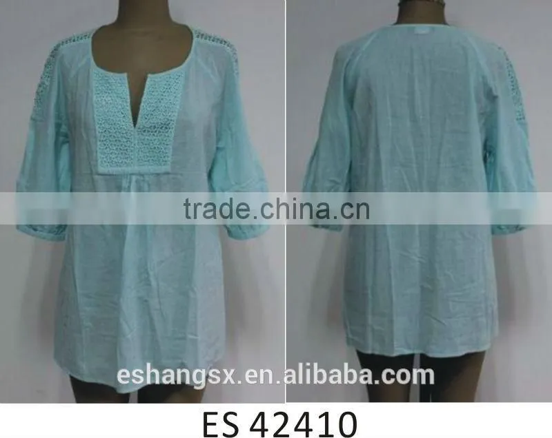 Ladies new design cotton cutwork blouse
