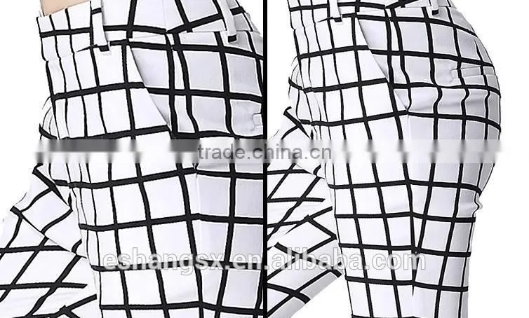 Ladies cotton check casual pants