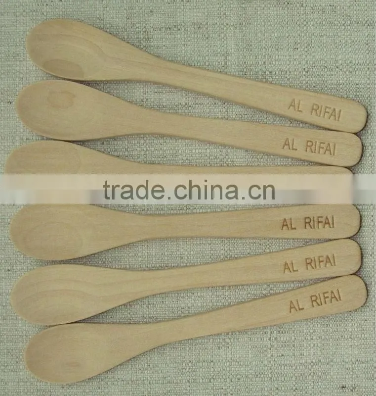 Custom Shape design Wooden or bamboo Spoon knife and Fork cutlery set with Laser or Burnt engraving Logo