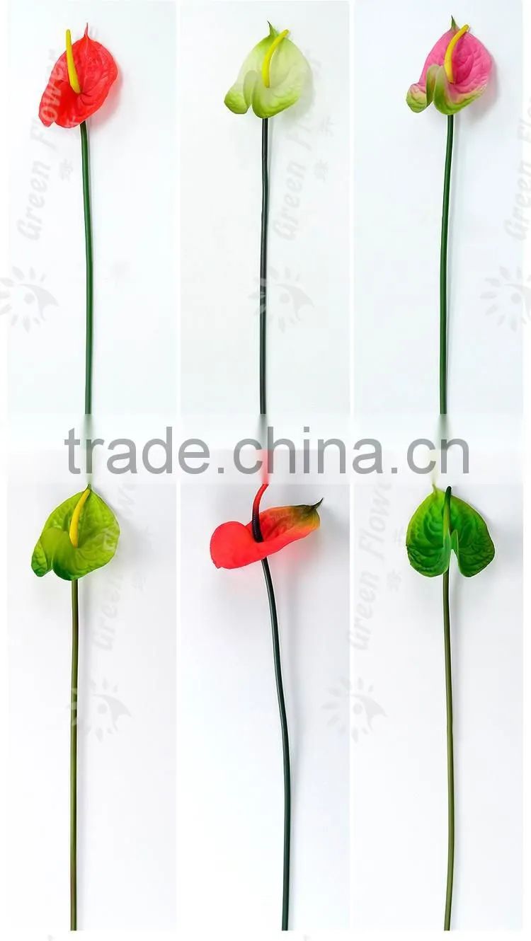greenflower 2016 PVC Anthurium artificial flowers for Home party Wedding decorations