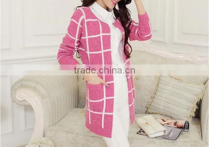 2014 hot sale new launch multi-colored long-sleeve woolen cardigan chic sweater