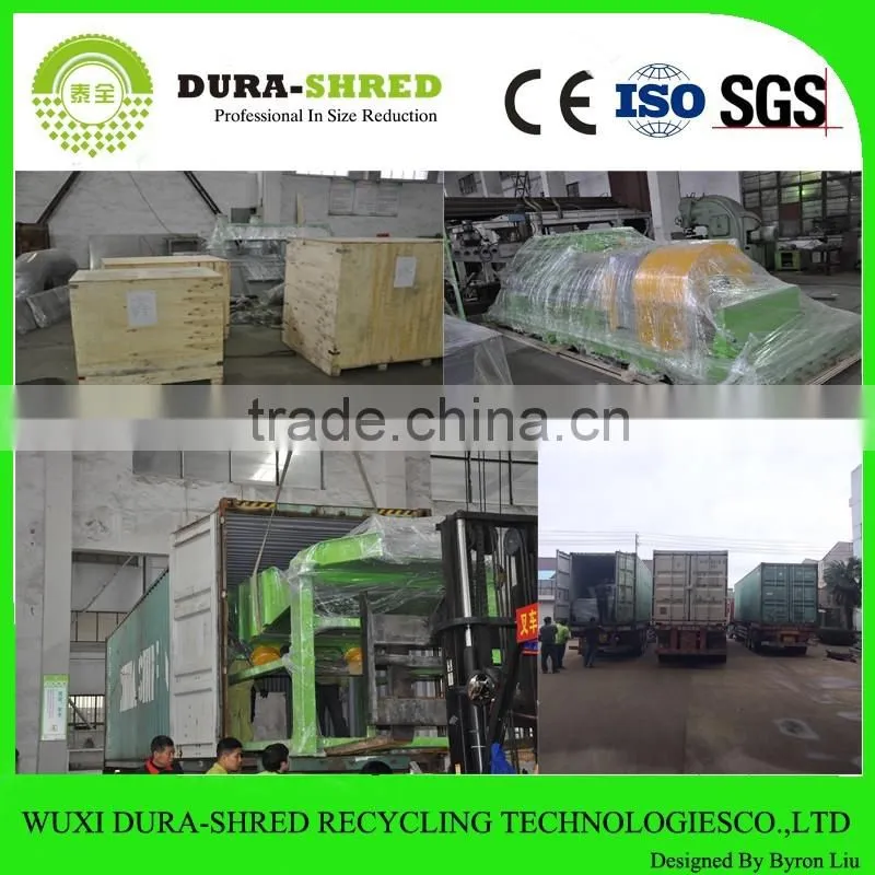 Dura-shred special designed tires and wood shredder machine
