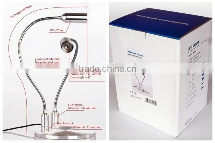 China Alibaba express of the LED desk lamp with dual-bulb holder