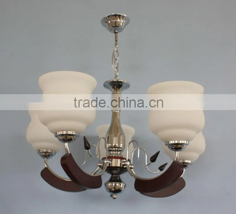 wooden pendant lamp/glass shade chandelier pendant light with wooden 6822-5