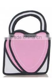 2015 new arrival 3d comic polular lady hand paper carry bag coin bag