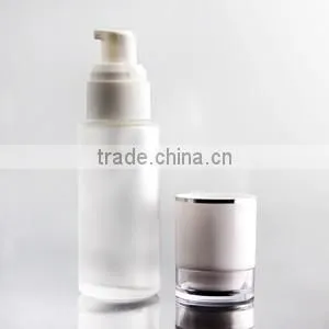 acrylic glass lotion bottle with white press pump guanghzou manufacturer