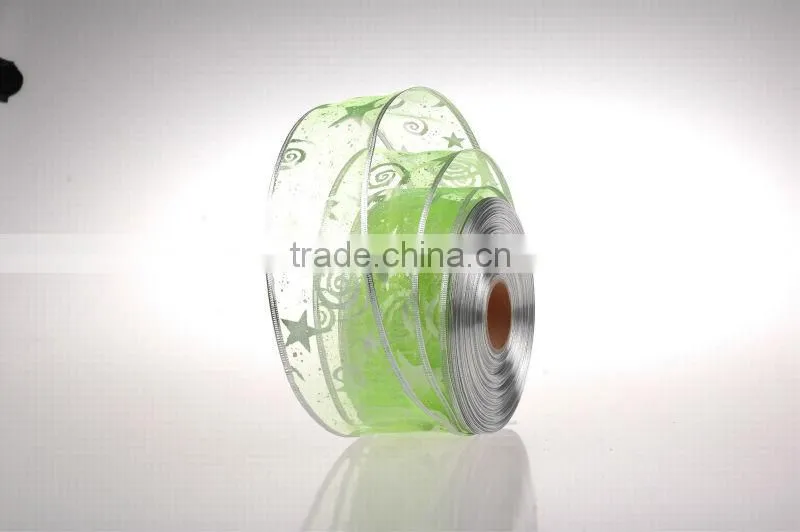 2014 New Design and Cheap Organza Chrismas Ribbon for Decoration