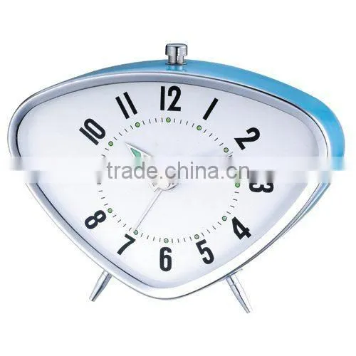 triangle metal case mechanical alarm clock