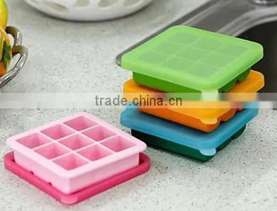 BPA Free Silicone Baby Blocks Freezer Storage Container