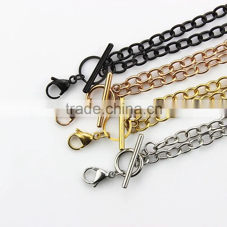 Low price 50cm rose gold color snake chain 316 stainless steel floating locket chain