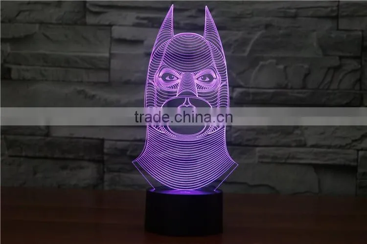 2016 New Cool 3D NIGHT LAMP Batman Shapes decorative Bedroom Lights Micro USB LED Table Lamp Night Light For Child
