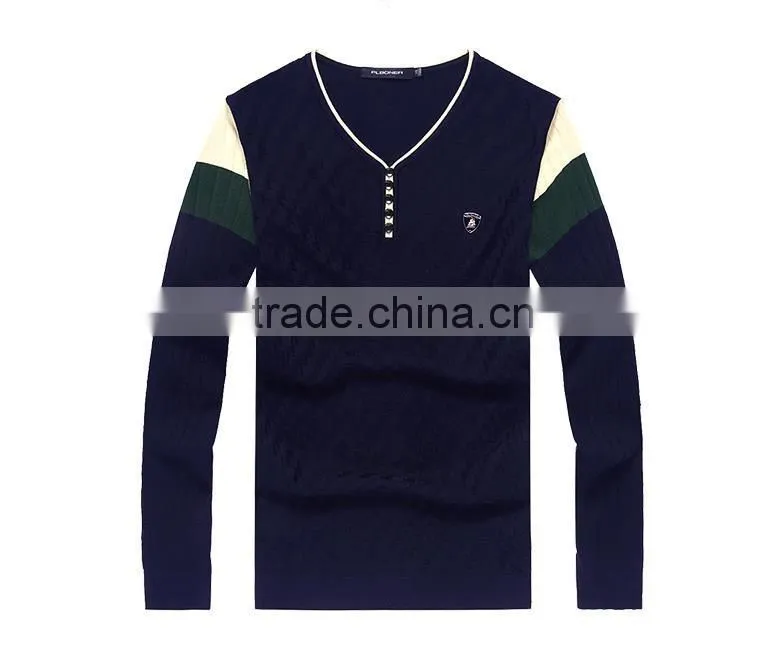 Mens slim contrast color breathable pullover sweater