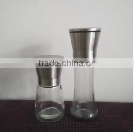 stainless steel glass spice bottle grinder pepper and salt mill