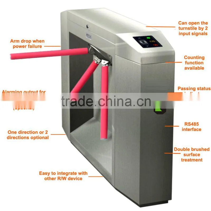 High stable security rotating turnstile gate with RFID card reader