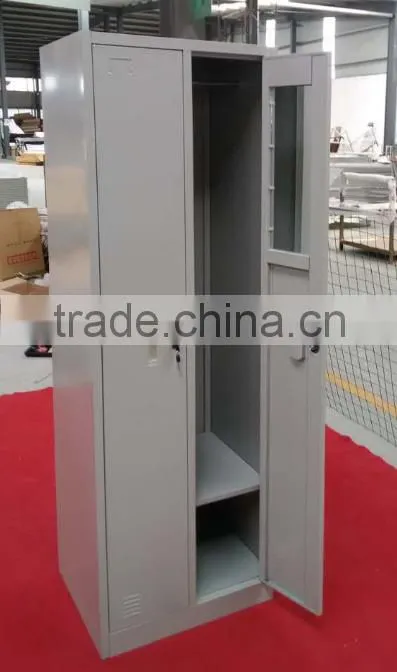Factory direct KD structure staff locker 2 door steel storage wardrobe