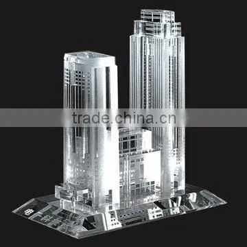 Clear crystal modern buildings models for table centerpieces