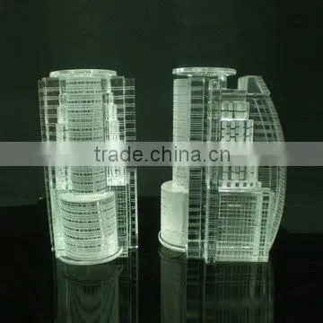 Clear crystal modern buildings models for table centerpieces